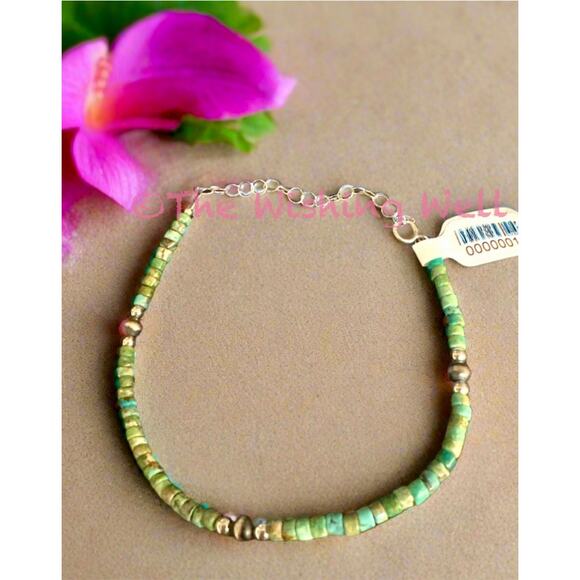 Turquoise  & Silver Bead 925 Sterling Silver Adjustable Bracelet - Picture 3 of 4